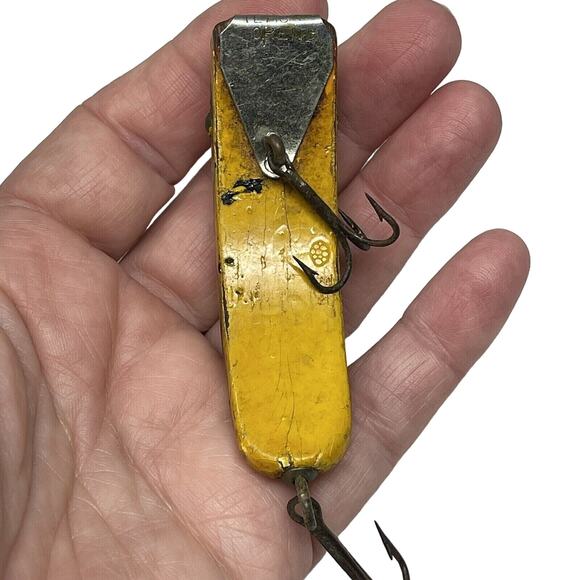 South Bend Teas Oreno Wood Tack Eye Vintage Crankbait Fishing Lure Yellow - Picture 8 of 9